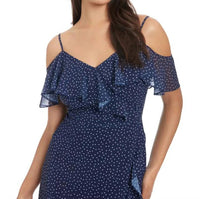 Maggy London - Cold Shoulder Ruffle Wrap Maxi Dress