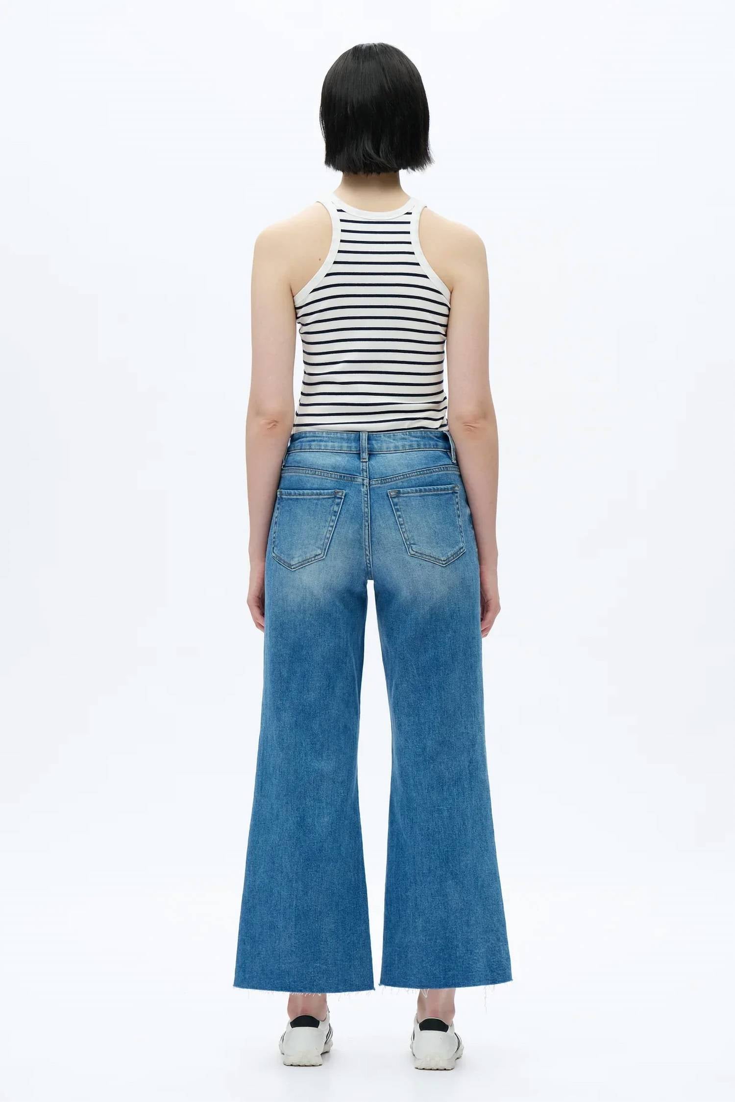 Bayeas - Mid Rise Wide Leg Jean