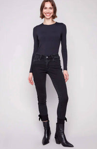 Charlie B - Velvet Bow Slim Leg Jeans