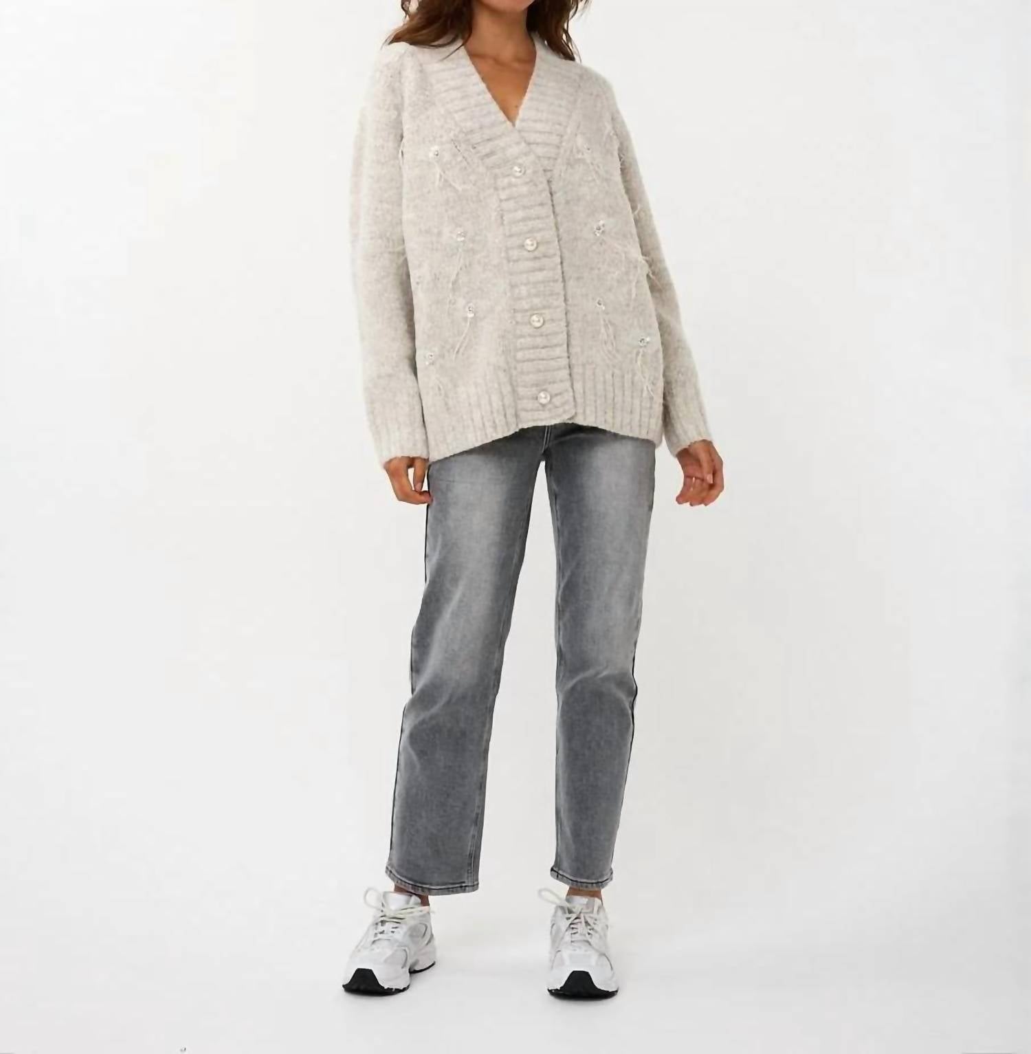 Esqualo - Filippa Feather Embellished Cardigan Sweater