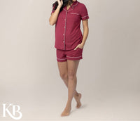Kindred Bravely Bamboo Maternity & Postpartum Short Sleeve Pajama Set in berry - women's intimate