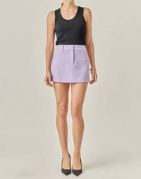English Factory Benson Low Rise Mini Skirt in lavender - women's skirt - alternate view