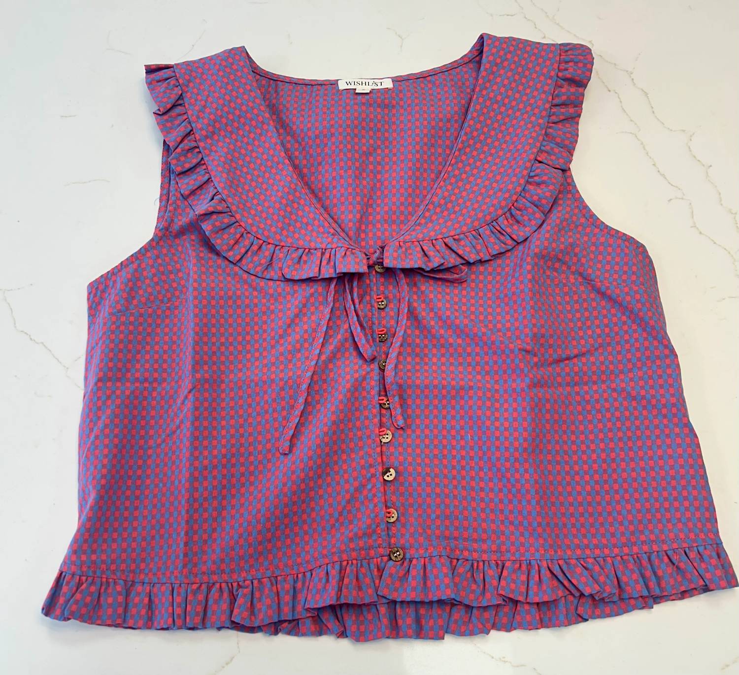 Wishlist - Ruffled Collar Plaid Blouse