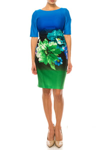 Maison Tara - Floral Print Short Sheath Dress