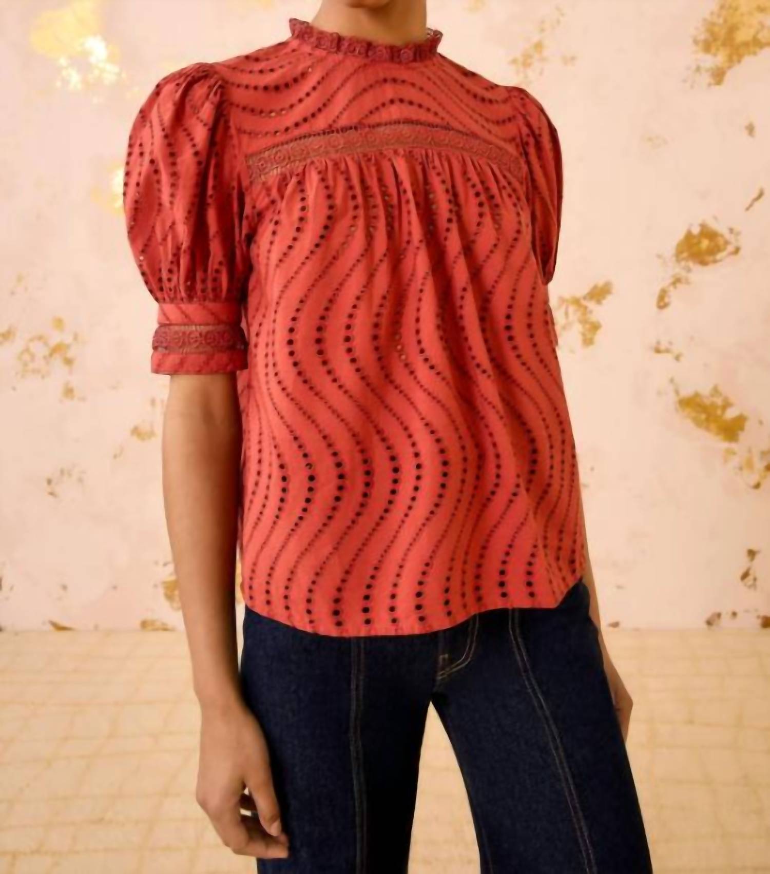 Ulla Johnson - Virginia Eyelet Poplin Lace Collar Blouse