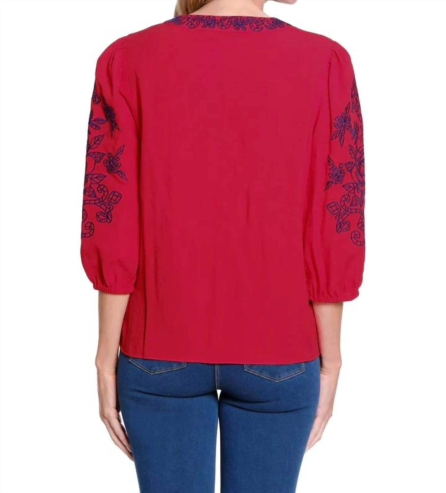 Multiples - Cherry Blossom Embroidered Blouse