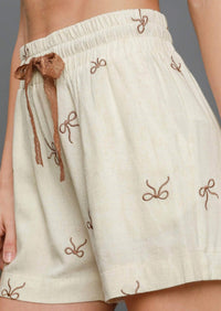Umgee - Linen Blend Ribbon Embroidered Short