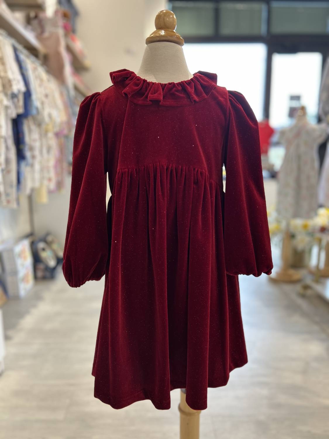 Abel & Lula Girl's Velvet Glitter Dress in rojo - kids' dress