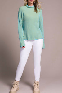 Tribal - COMBED COTTON TWO-TONE RIB FUNNEL NECK