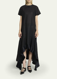 Sacai - Short sleeve pleated detail handkerchief dress