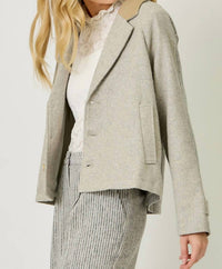 Mystree - Collared Mix Media 3 Button Jacket