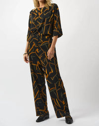 Joseph Ribkoff - Geometric Print Wide Leg Pants