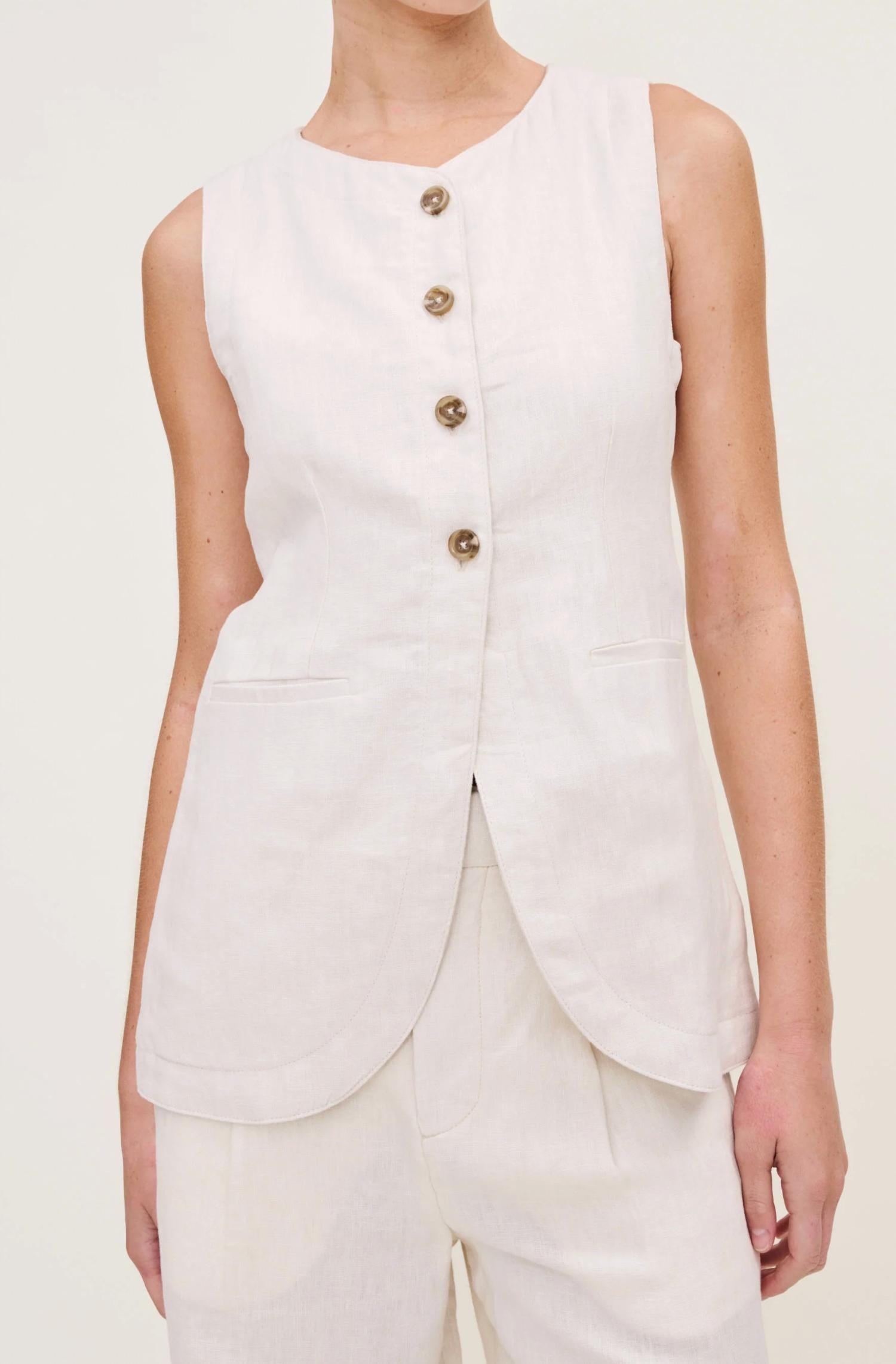 DL1961 - Women's Amalie Button Down Top in flax - women's jacket