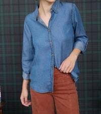Blu Pepper - Chambray 3/4 Tab Sleeve Shirt