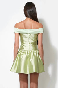 Adelyn Rae - Darcy Off Shoulder Satin Drop Waist Mini Dress