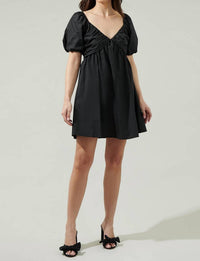 SUGARLIPS Leandra Poplin Mini Dress in black - women's dress - alternate view