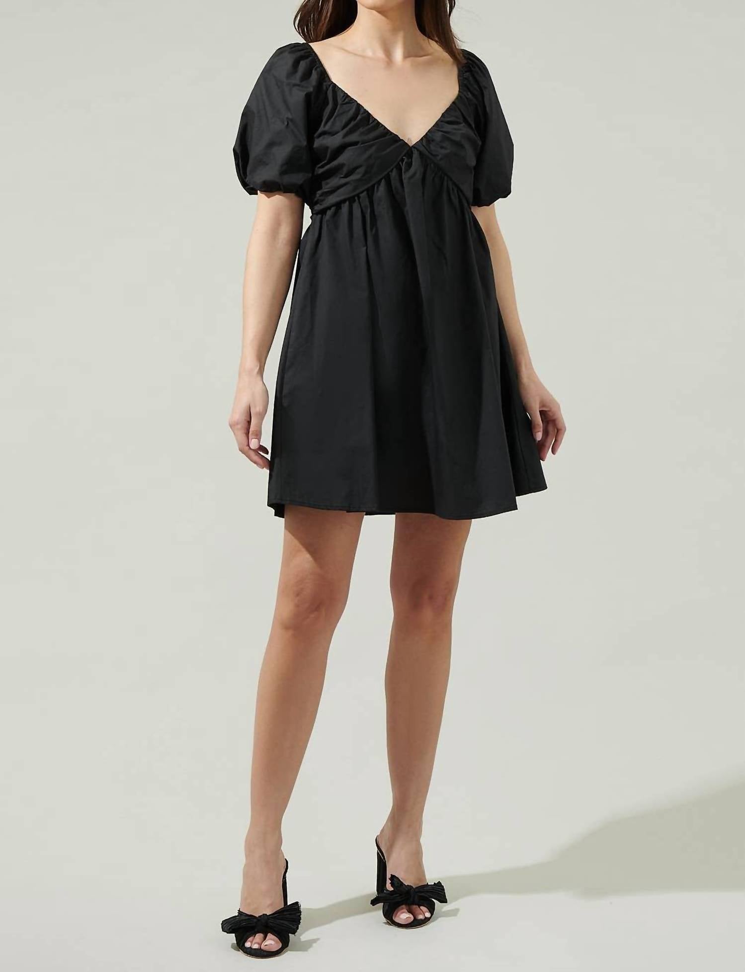 SUGARLIPS Leandra Poplin Mini Dress in black - women's dress - alternate view