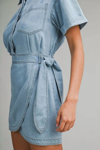 Mable - Cora Denim Wrap-style Mini Dress