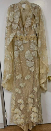 Terani Couture - Mother Of The Bride Wedding Cape Long Evening Metallic Dress