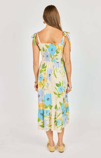 Sadie & Sage Fresh Cut Floral Midi Dress in cream multi - women's dress - detail view