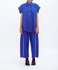 LOVEBIRDS Barrel Wide-leg Trouser in cerulean blue - women's pants