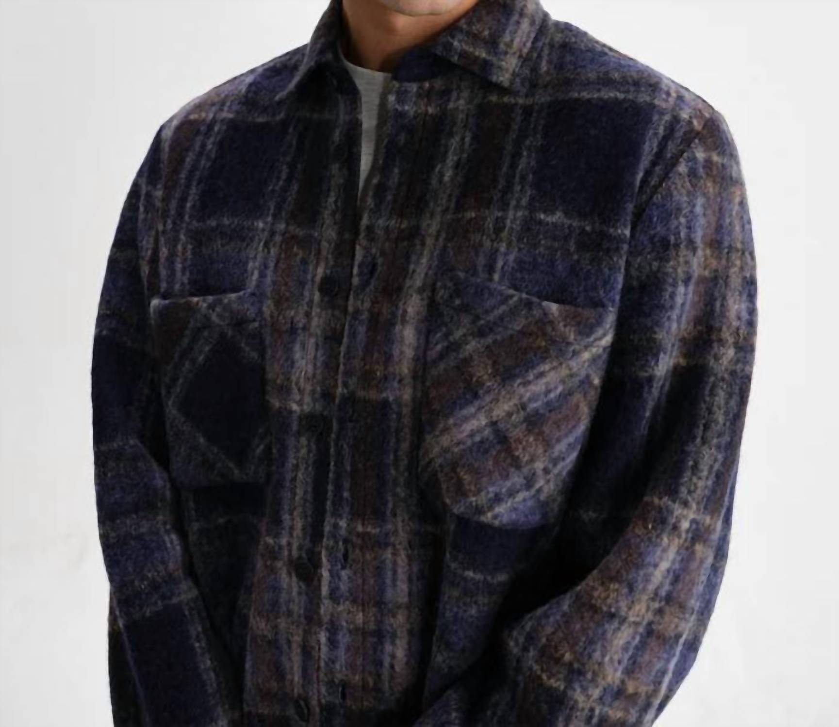 Wax London - Whiting Wool Blend Checked Overshirt