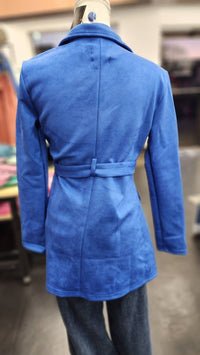 LOVE TREE Women's Suede Trench Coat in blue - women's jacket - detail view