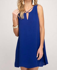 She + Sky - Sleeveless Lined With Crisscross Neck Detail Dress