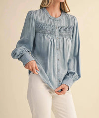 Merci - Heritage Smocked Denim Blouse
