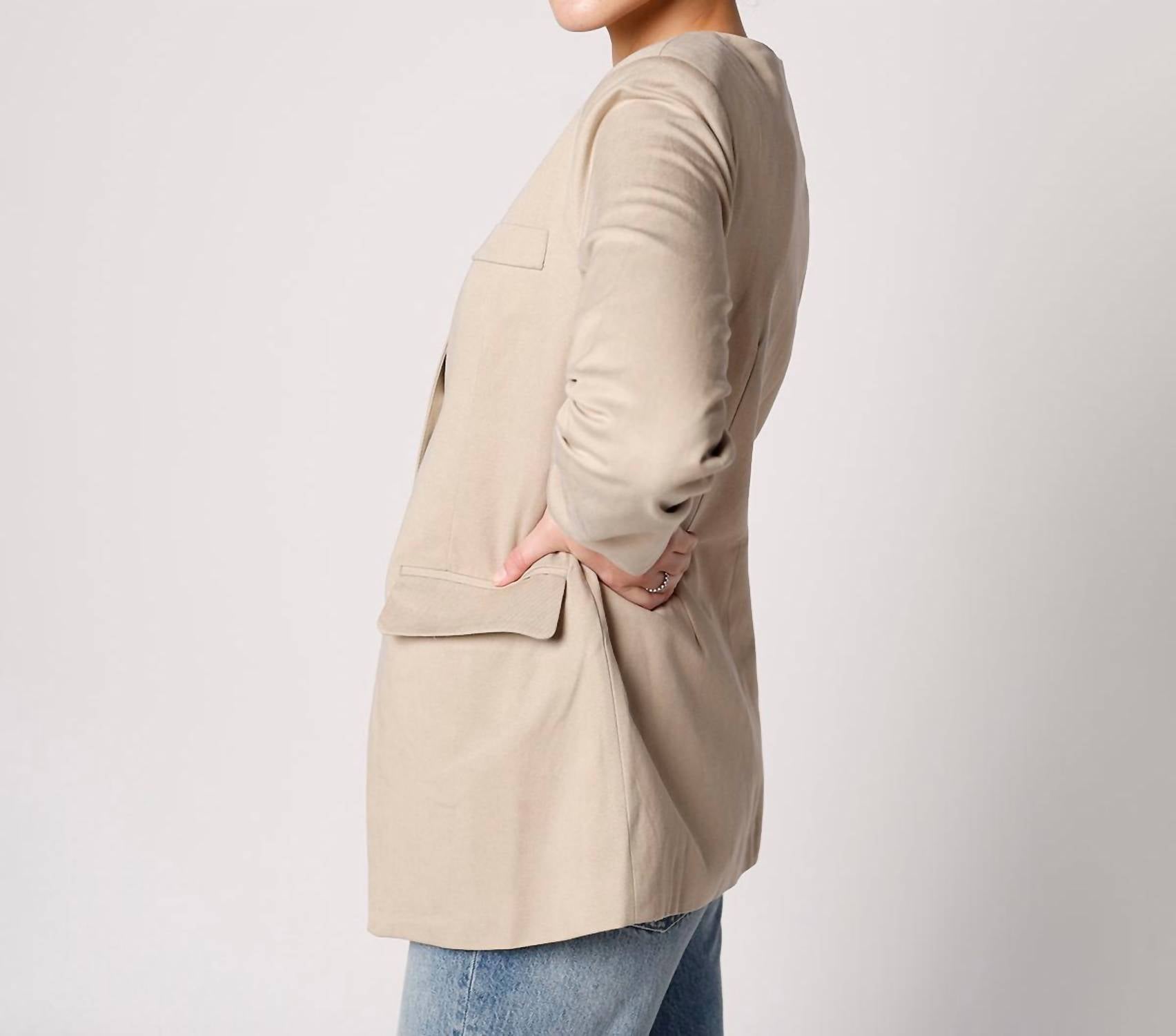 MOON RIVER COFFEE RUN BLAZER in light brown - women's jacket - alternate view