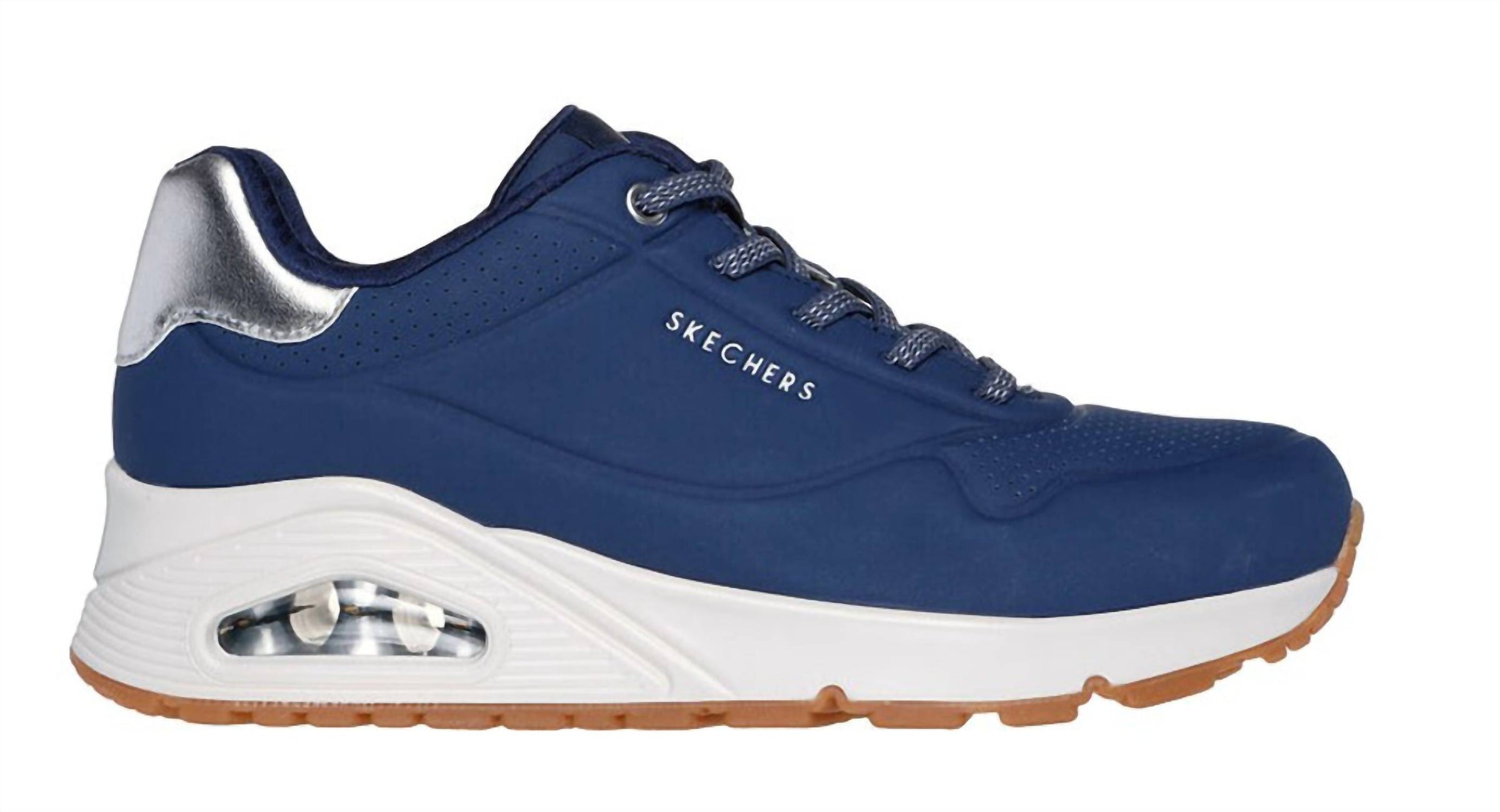 Skechers Women's Uno-shimmer Away Shoes in navy silver - women's sneaker