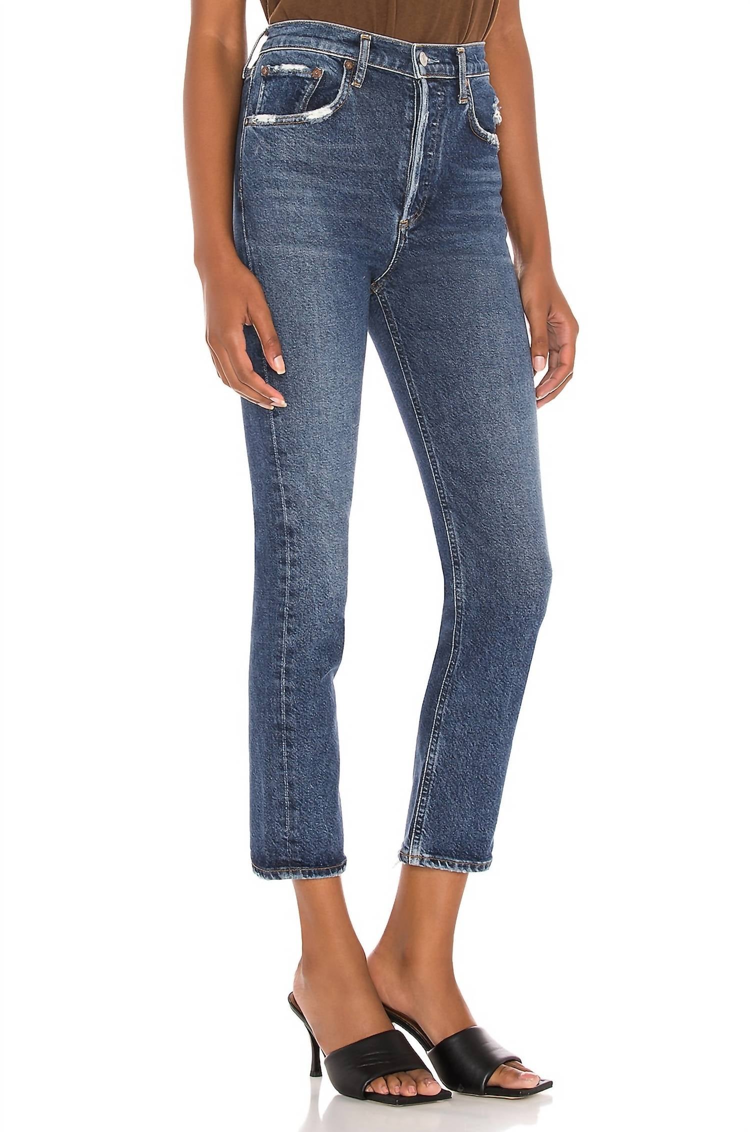 AGOLDE Riley High Rise Straight Crop Jean in pastime - women's jeans - alternate view
