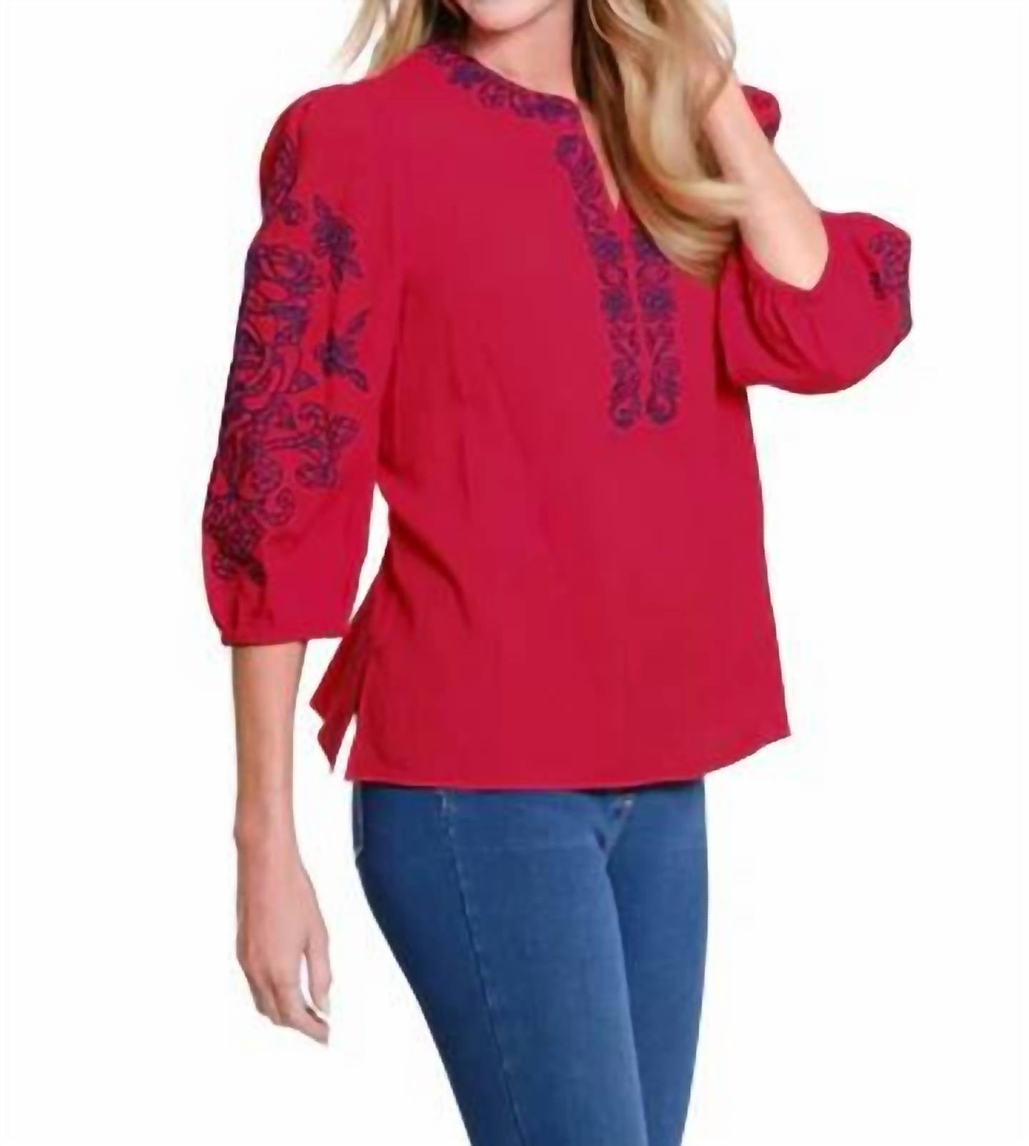 Multiples - Cherry Blossom Embroidered Blouse