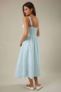 Sunday Edition - Sweetheart Shoulder Strap Front Button Down Midi Dress