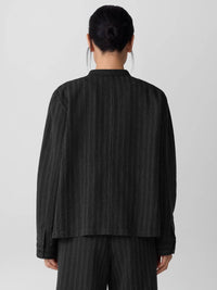 Eileen Fisher - Women's Mandarin Collar Textured Stripe Shirt Jacket