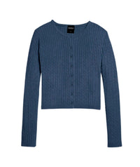 Katie J NYC Girl's Rory Crew Cardigan in evening blue - kids' sweater