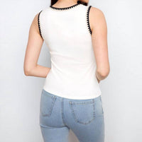 Charlie B - Interlock Knit Tank Top With Crochet Detail