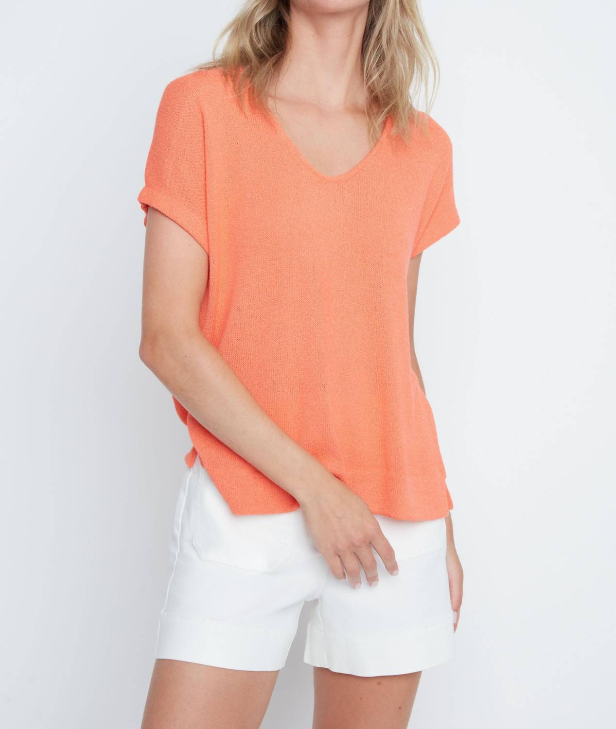Renuar Harbor Breeze Knit Top in sorbet - women's t-shirt