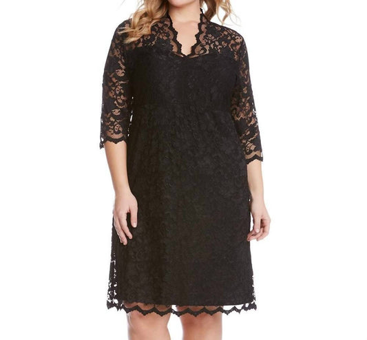 Karen Kane - V-neck Scallop Lace Dress - Plus