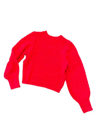 Sugarlips - Ashtyn Cable Knit Balloon Sleeve Crop Sweater