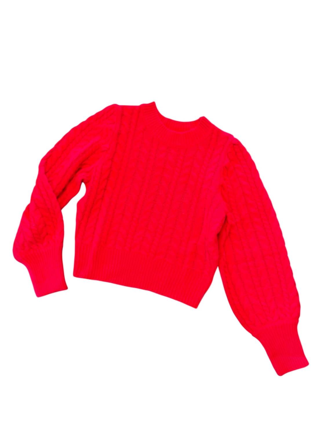 Sugarlips - Ashtyn Cable Knit Balloon Sleeve Crop Sweater