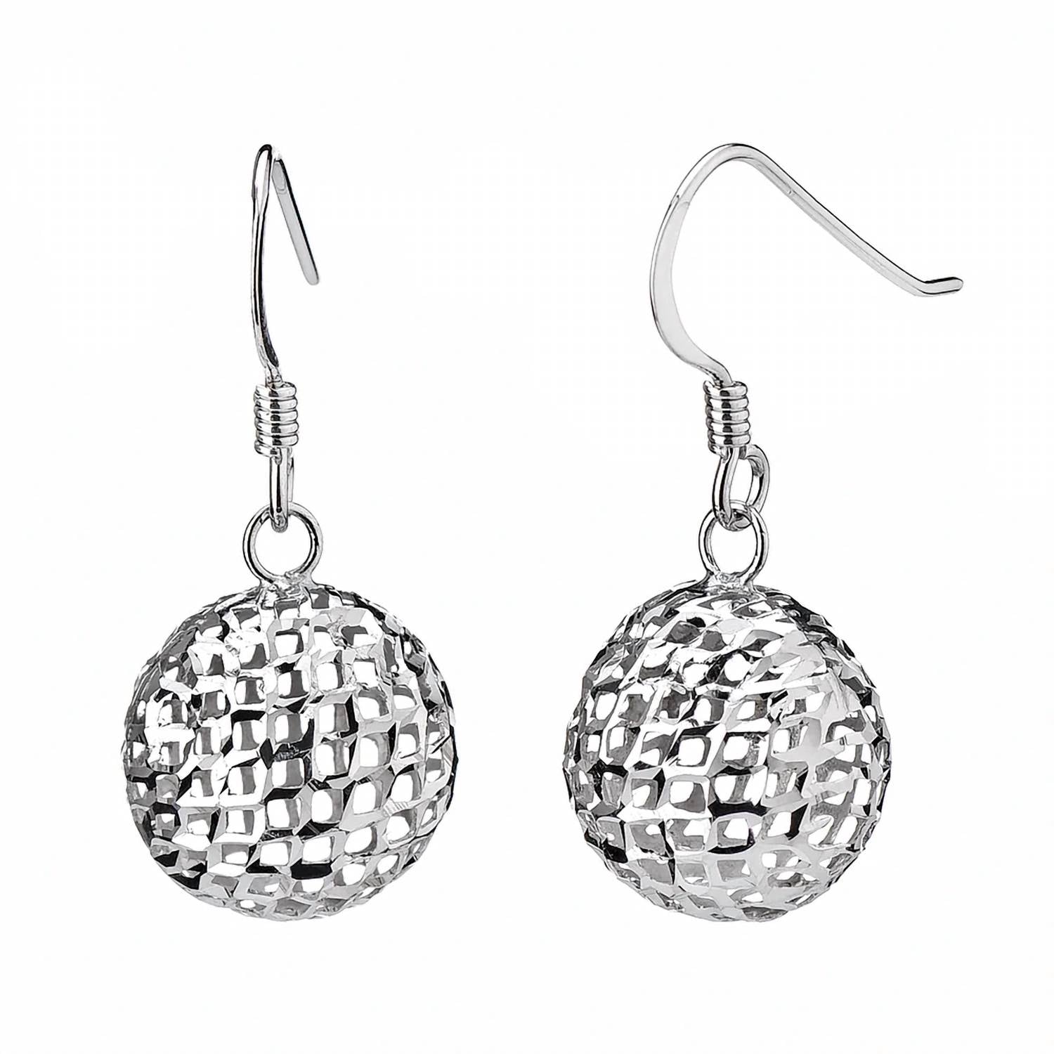 Gold & Honey - Women's Set Of Mesh Drop And Diamond Cut Stud Earrings