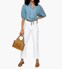 Lanthropy Haleigh Top in chambray - women's blouse - view 4