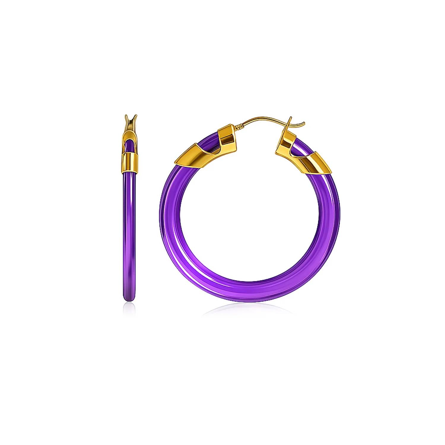 Gold & Honey - Women's Classic Flat Lucite Birthstone Hoop Earrings