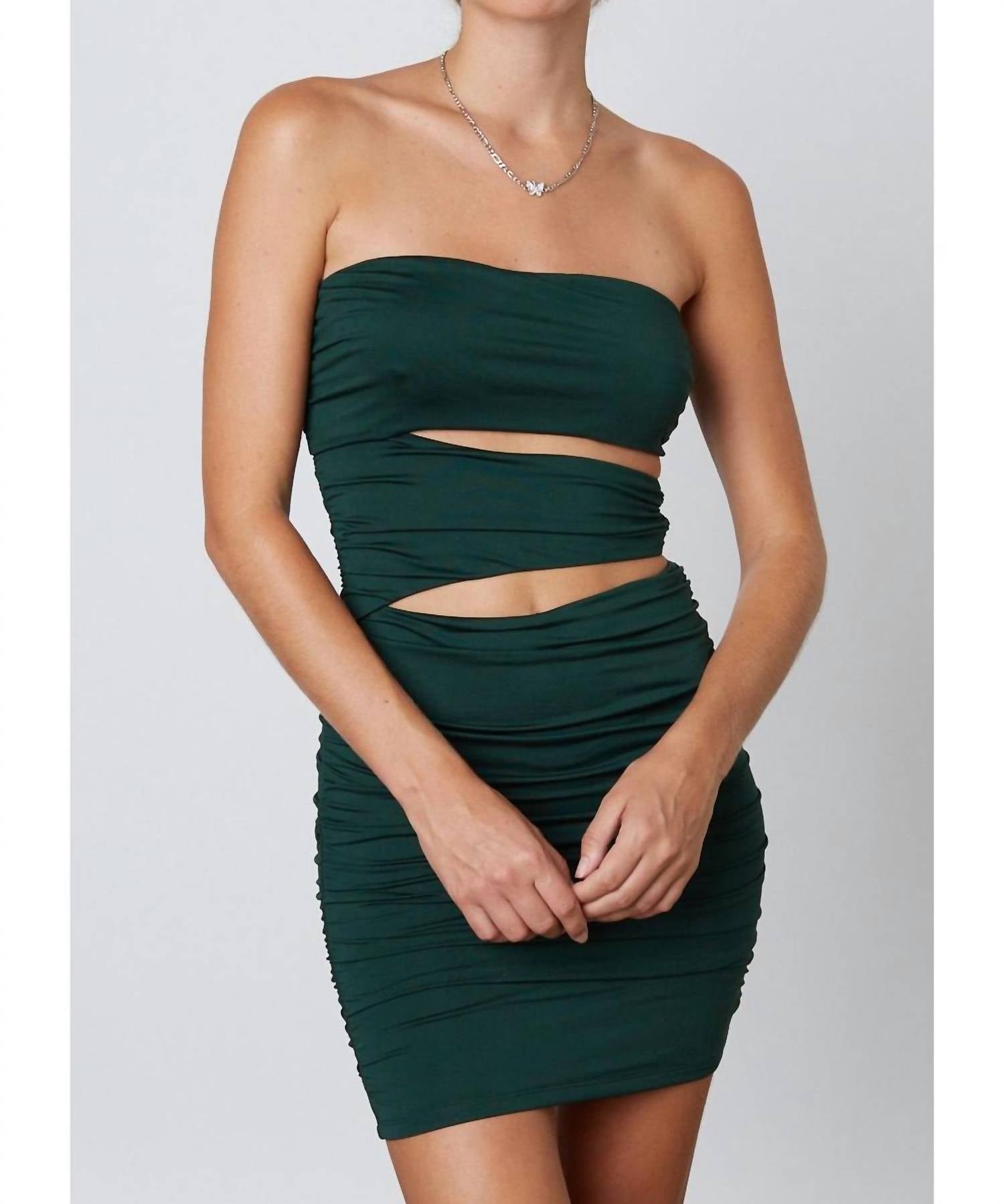 Cason Couture - The Macy Strapless Cut Out Bodycon Mini Dress