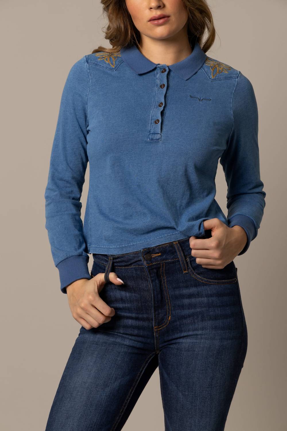 Kimes Ranch - Bluebell Long Sleeve Polo Shirt