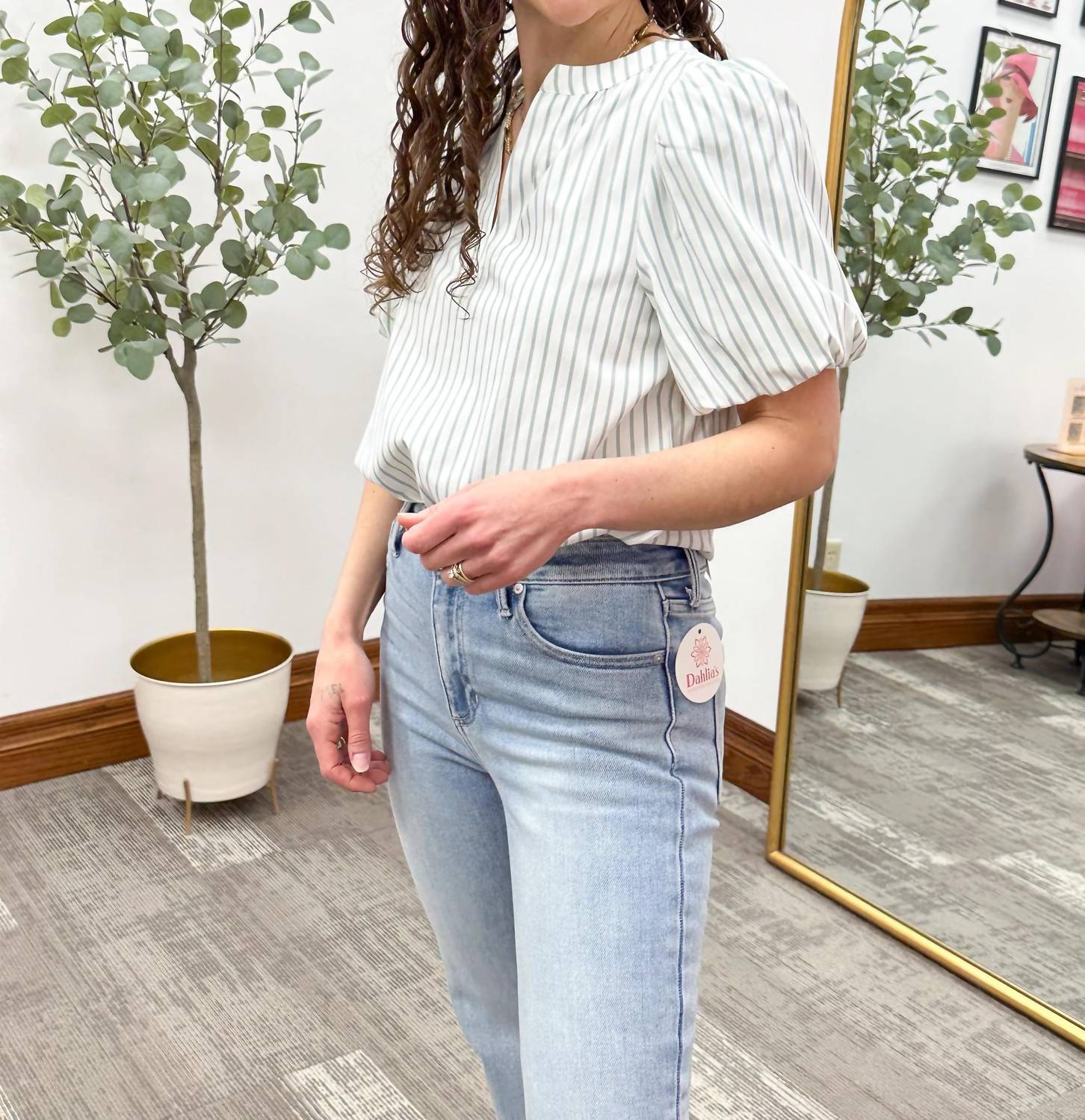 Staccato - Striped Puff Sleeve Blouse