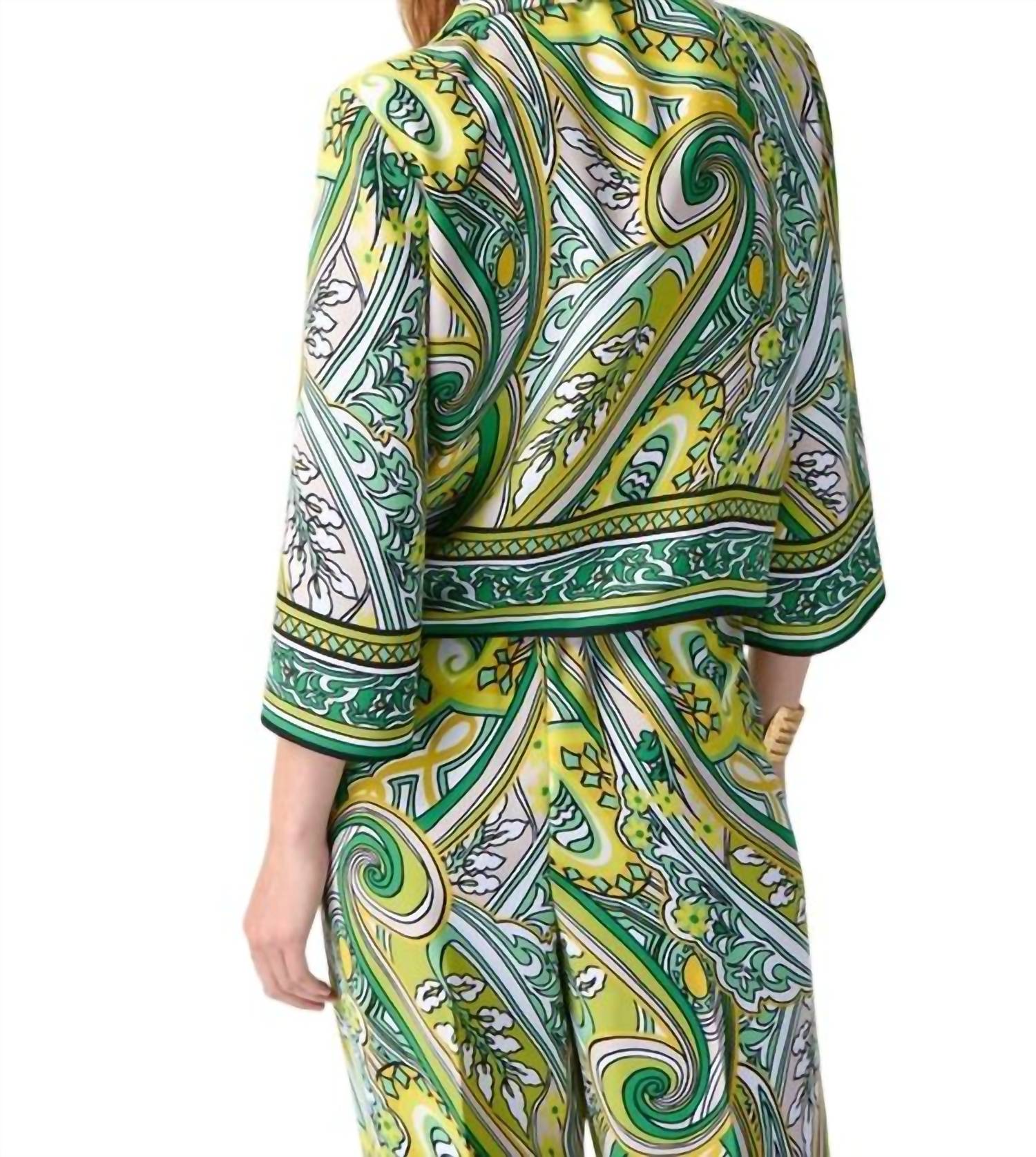 Joseph Ribkoff Matching Woven Paisley Print Pant And Top Set in set vanilla multi - women's sleepwear - alternate view