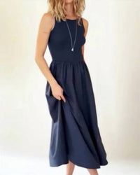 Elliott Lauren - Rib Knit Woven Double Up Combo Dress