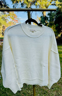 Vine & Love Oversized Cotton Blend Knit Sweater in white - women's sweater - view 5